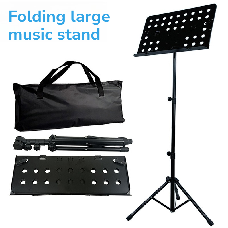Musical Instrument Accessories - Supporto Musicale Pieghevole in Metallo, Nero,