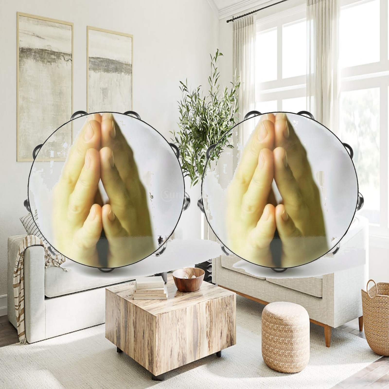 Tambourine Hand Drum - Tamburello per Bambini in Legno Massello